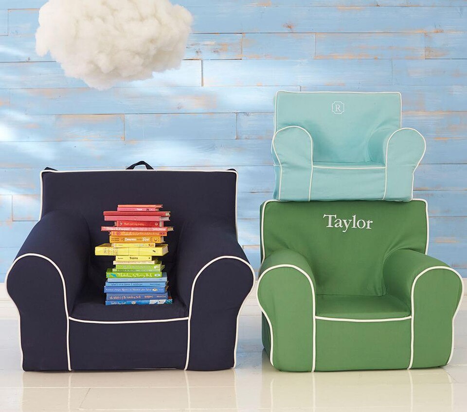 Oversized Navy with White Piping Anywhere Chair® Pottery Barn Kids AU